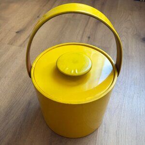 Vintage Ice Bucket Yellow Mid Century Modern Vinyl and Plastic